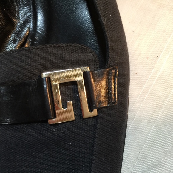 GUCCI BLACK CANVAS LEATHER G Logo LOAFERS MOCCASINS pumps flats slides slip ons - Picture 2 of 9